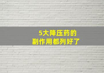 5大降压药的副作用都列好了