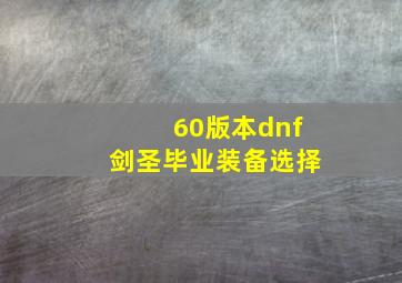 60版本dnf剑圣毕业装备选择