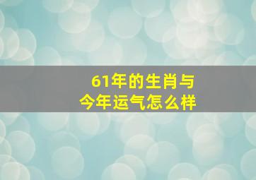 61年的生肖与今年运气怎么样