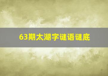 63期太湖字谜语谜底