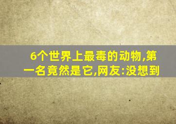 6个世界上最毒的动物,第一名竟然是它,网友:没想到