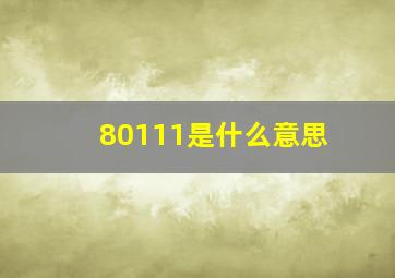 80111是什么意思