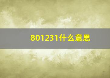 801231什么意思