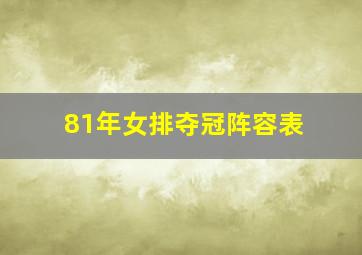 81年女排夺冠阵容表