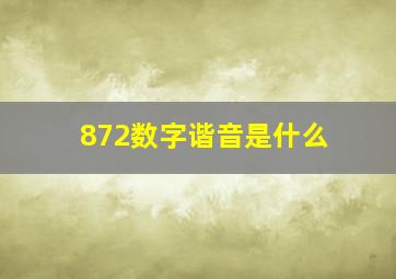 872数字谐音是什么