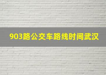 903路公交车路线时间武汉