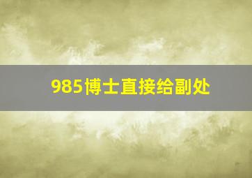 985博士直接给副处