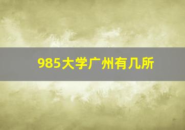 985大学广州有几所