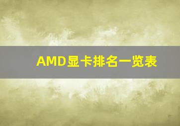 AMD显卡排名一览表