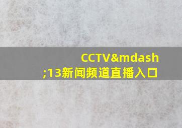 CCTV—13新闻频道直播入口