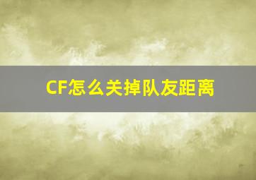 CF怎么关掉队友距离