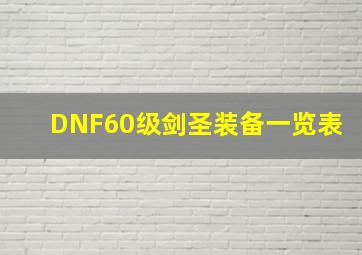 DNF60级剑圣装备一览表