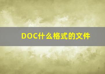 DOC什么格式的文件