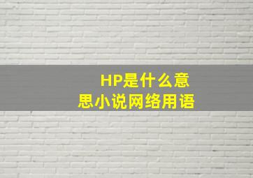 HP是什么意思小说网络用语