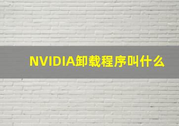 NVIDIA卸载程序叫什么