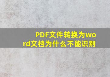 PDF文件转换为word文档为什么不能识别