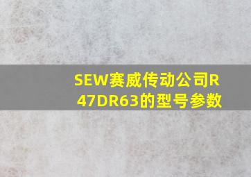 SEW赛威传动公司R47DR63的型号参数