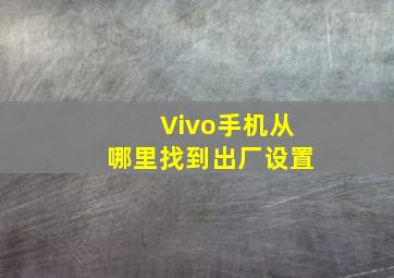 Vivo手机从哪里找到出厂设置