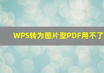 WPS转为图片型PDF用不了