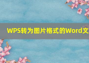 WPS转为图片格式的Word文档