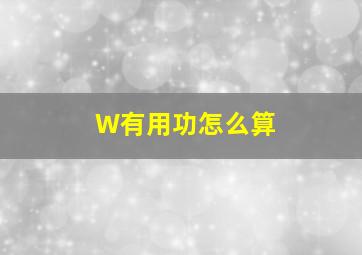 W有用功怎么算