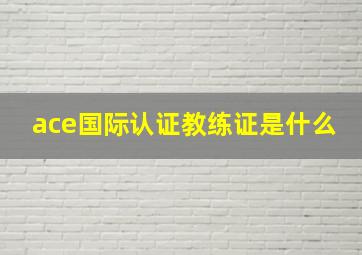 ace国际认证教练证是什么