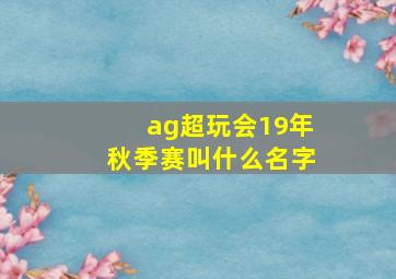 ag超玩会19年秋季赛叫什么名字