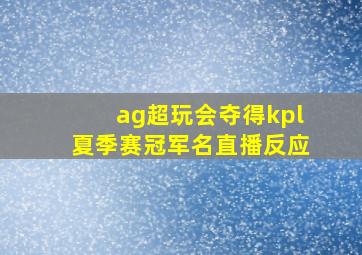 ag超玩会夺得kpl夏季赛冠军名直播反应