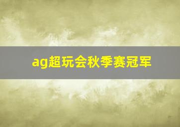 ag超玩会秋季赛冠军