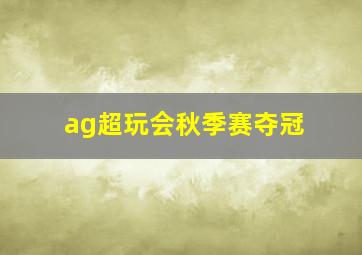 ag超玩会秋季赛夺冠