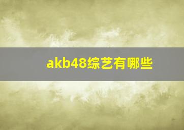 akb48综艺有哪些