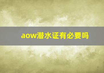 aow潜水证有必要吗