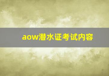 aow潜水证考试内容