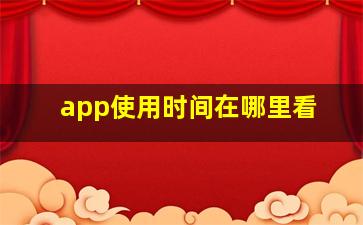 app使用时间在哪里看