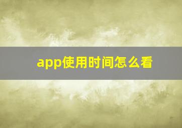 app使用时间怎么看