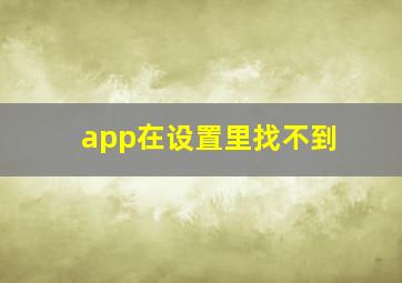 app在设置里找不到