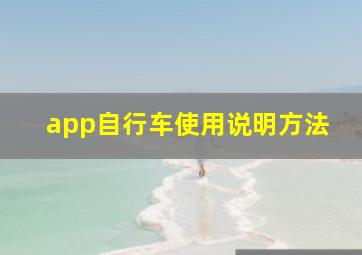 app自行车使用说明方法