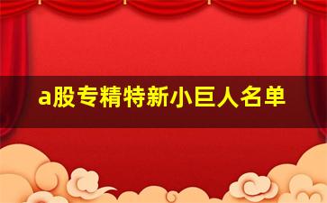 a股专精特新小巨人名单