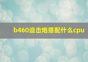 b460迫击炮搭配什么cpu