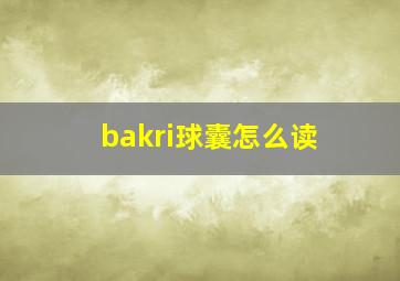 bakri球囊怎么读