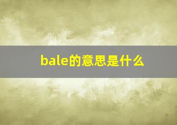 bale的意思是什么