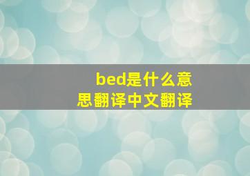 bed是什么意思翻译中文翻译