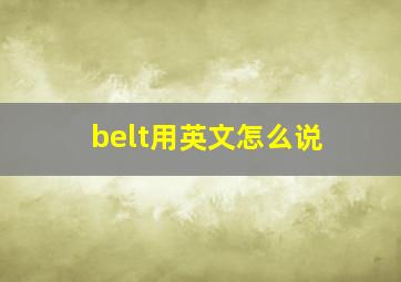 belt用英文怎么说