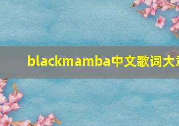 blackmamba中文歌词大意