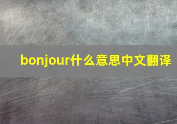 bonjour什么意思中文翻译