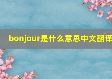 bonjour是什么意思中文翻译