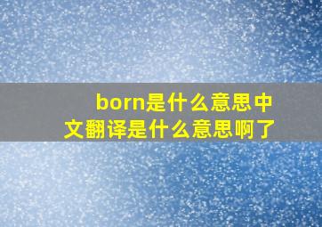 born是什么意思中文翻译是什么意思啊了