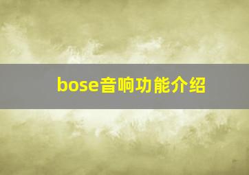 bose音响功能介绍