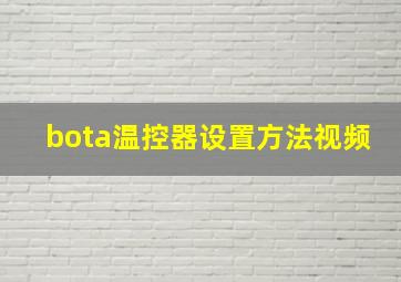 bota温控器设置方法视频