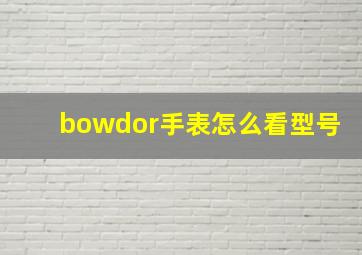 bowdor手表怎么看型号